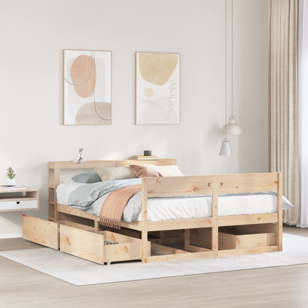 Vetonek Estructura de cama sin colchón madera de pino blanco 150x200 cm