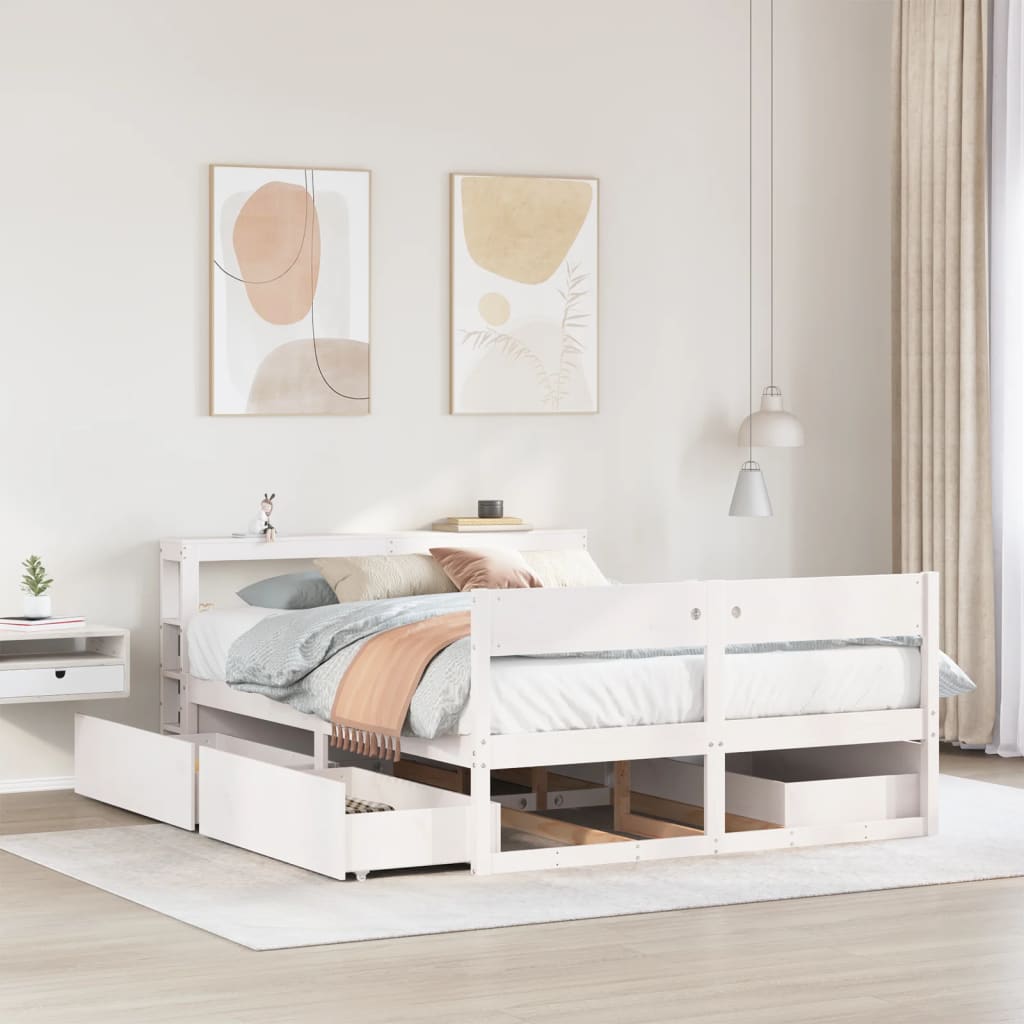 Vetonek Estructura de cama sin colchón madera de pino blanca 150x200 cm