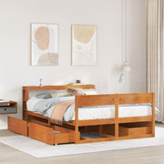 Estructura de cama sin colchón madera maciza marrón 135x190 cm - Vetonek