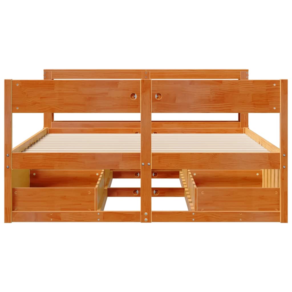 Estructura de cama sin colchón madera maciza marrón 135x190 cm - Vetonek
