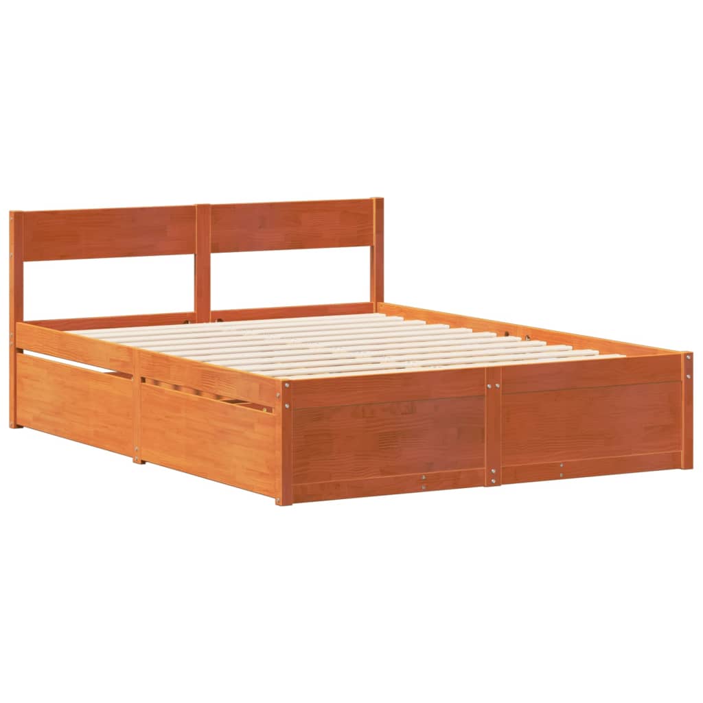 Estructura de cama sin colchón madera maciza marrón 135x190 cm - Vetonek