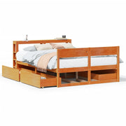 Vetonek Estructura de cama sin colchón madera maciza marrón 120x190 cm