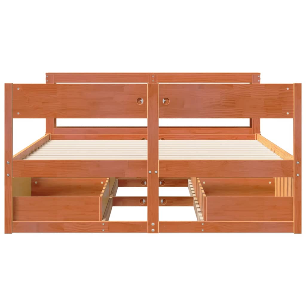 Estructura de cama sin colchón madera maciza marrón 120x190 cm v6575 - Vetonek