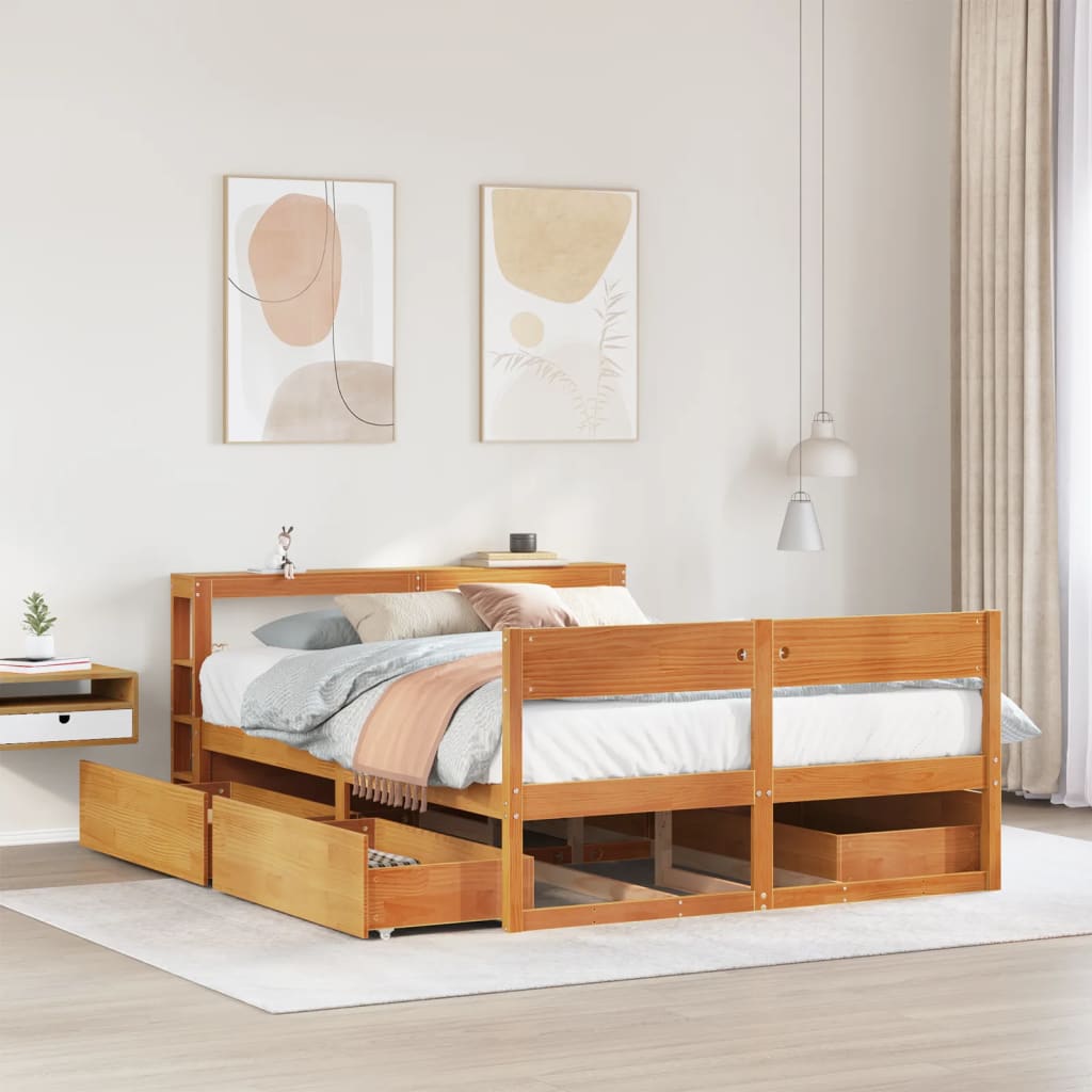 Estructura de cama sin colchón madera maciza marrón 120x190 cm v6575 Vetonek