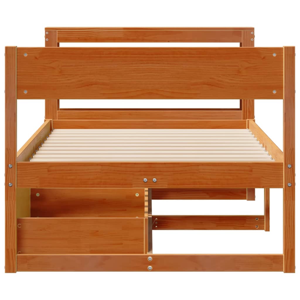 Estructura de cama sin colchón madera maciza marrón 90x190 cm v6605 - Vetonek