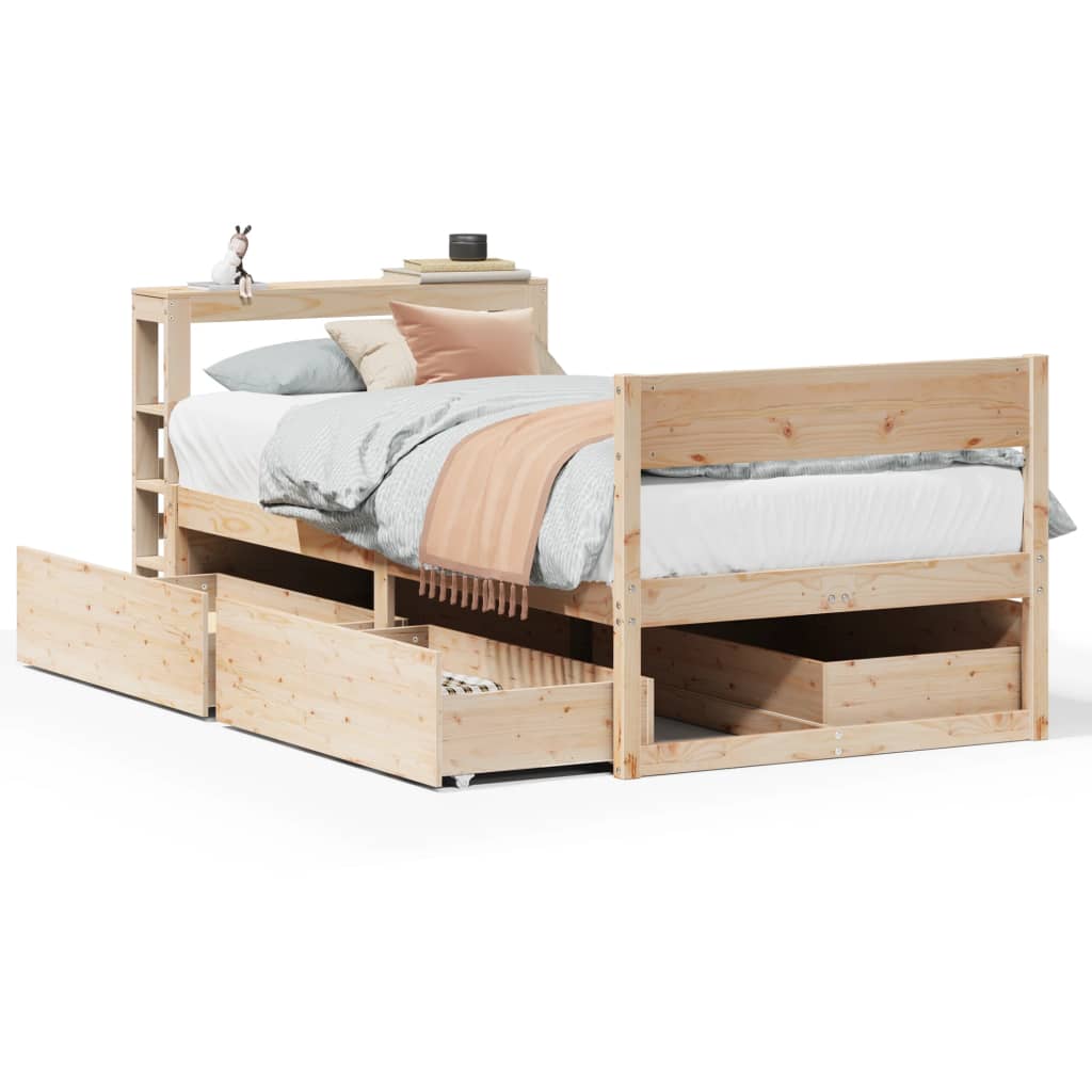Vetonek Estructura de cama sin colchón madera maciza pino 75x190 cm