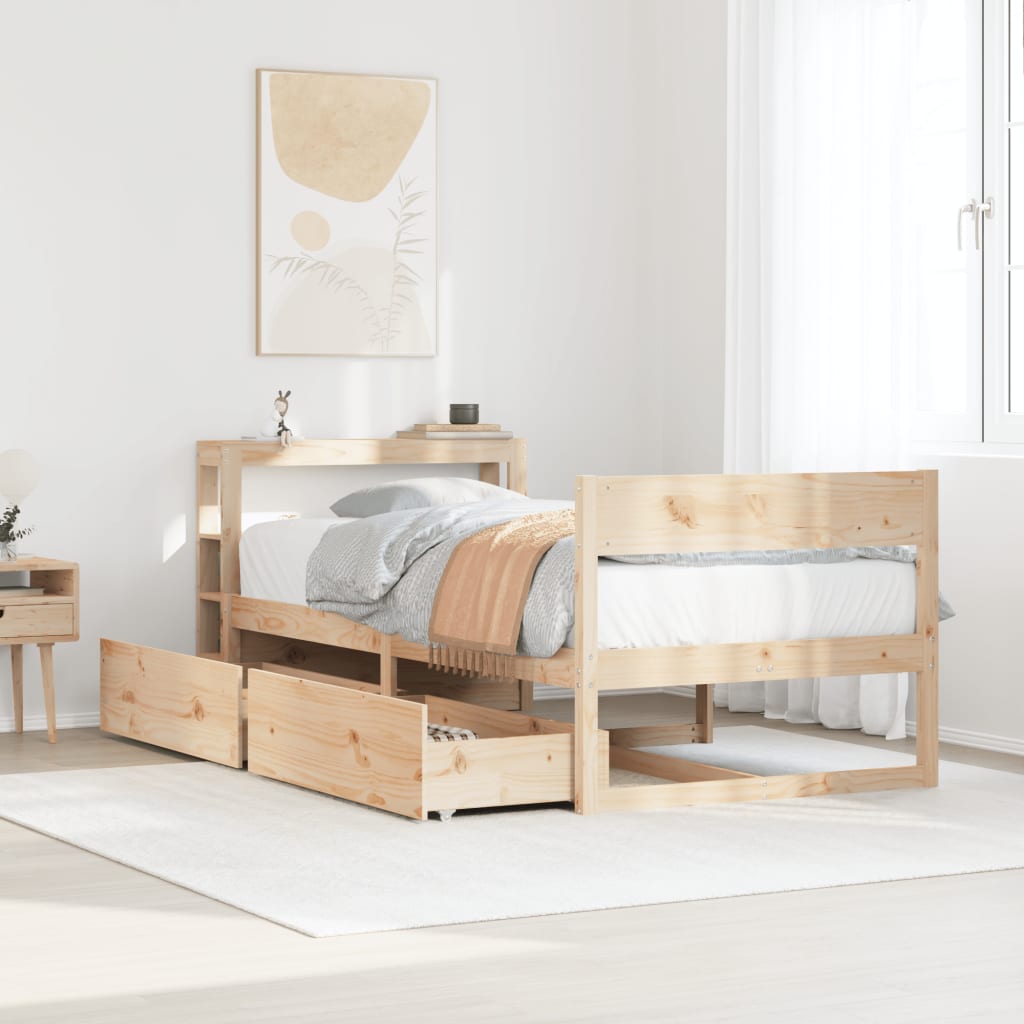 Estructura de cama sin colchón madera maciza pino 75x190 cm v6612 Vetonek