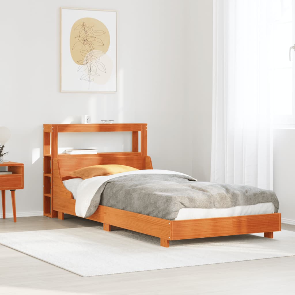 Vetonek Estructura de cama sin colchón madera de pino marrón 90x200 cm