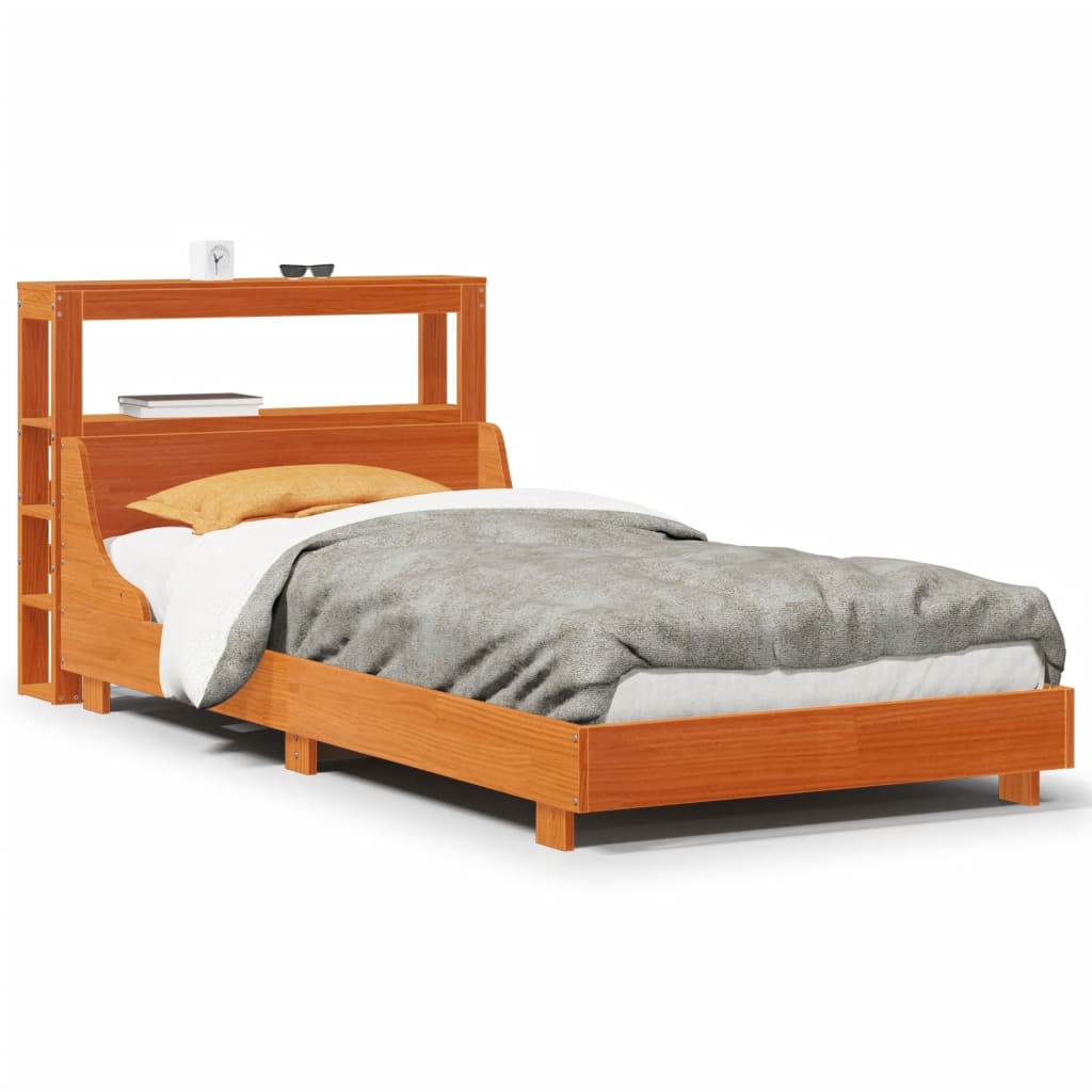 Vetonek Estructura de cama sin colchón madera maciza marrón 90x190 cm
