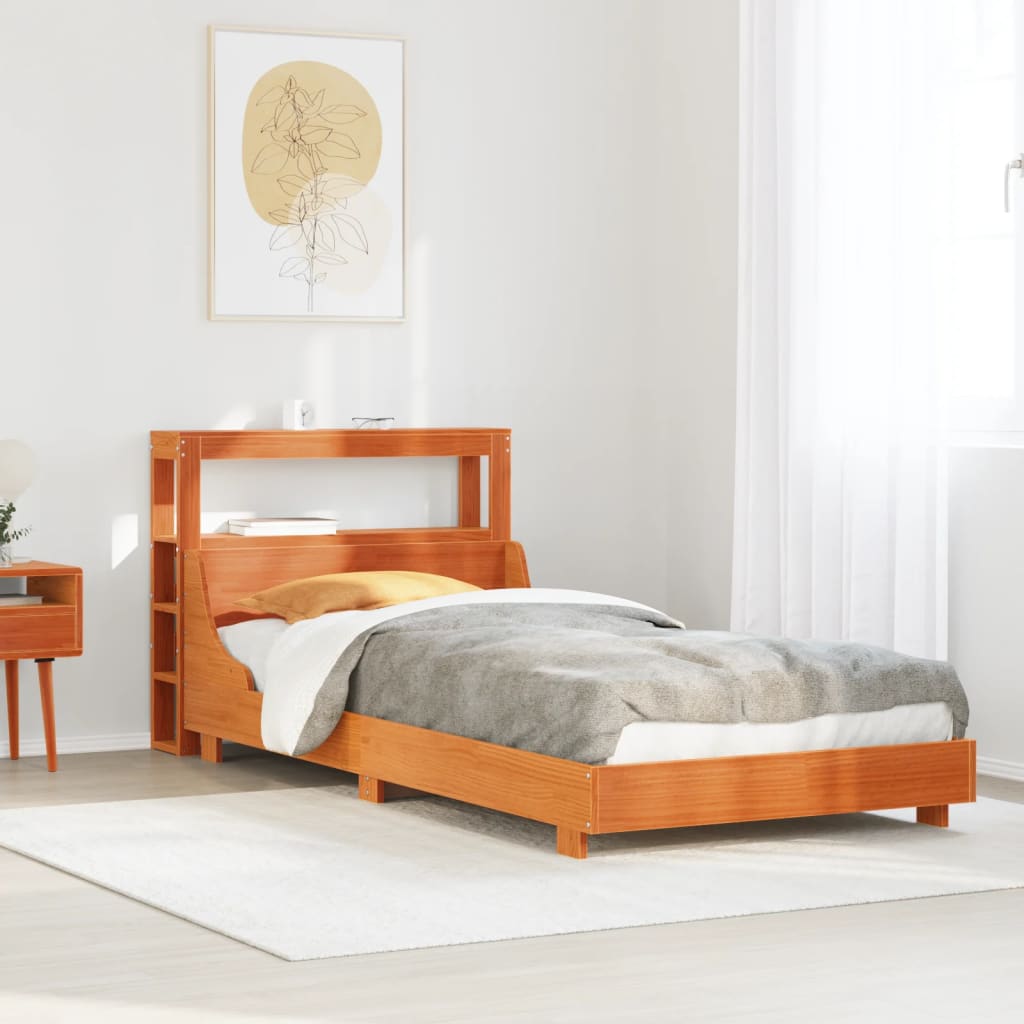 Estructura de cama sin colchón madera maciza marrón 75x190 cm v7022 Vetonek