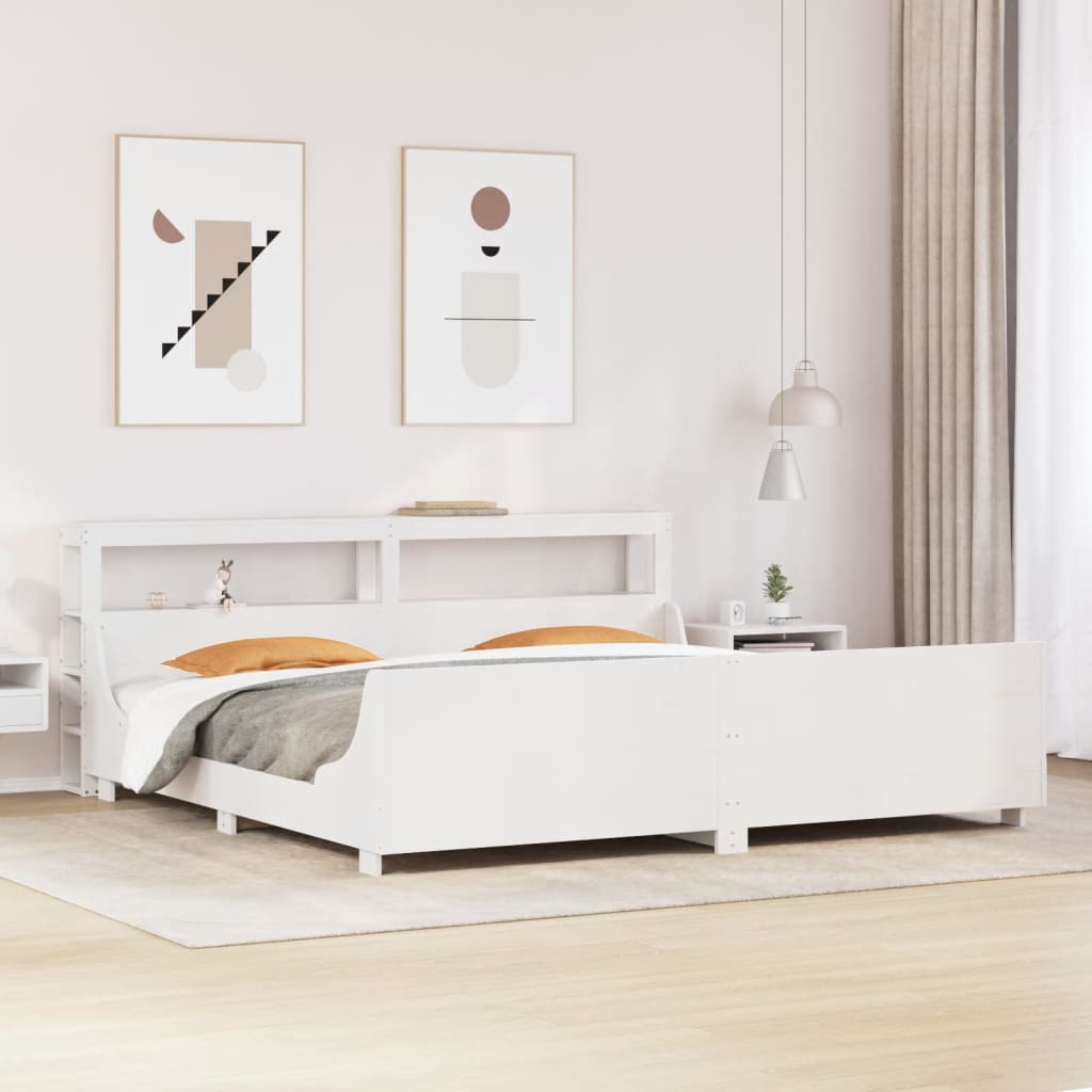 Vetonek Estructura de cama sin colchón madera maciza blanca 200x200 cm