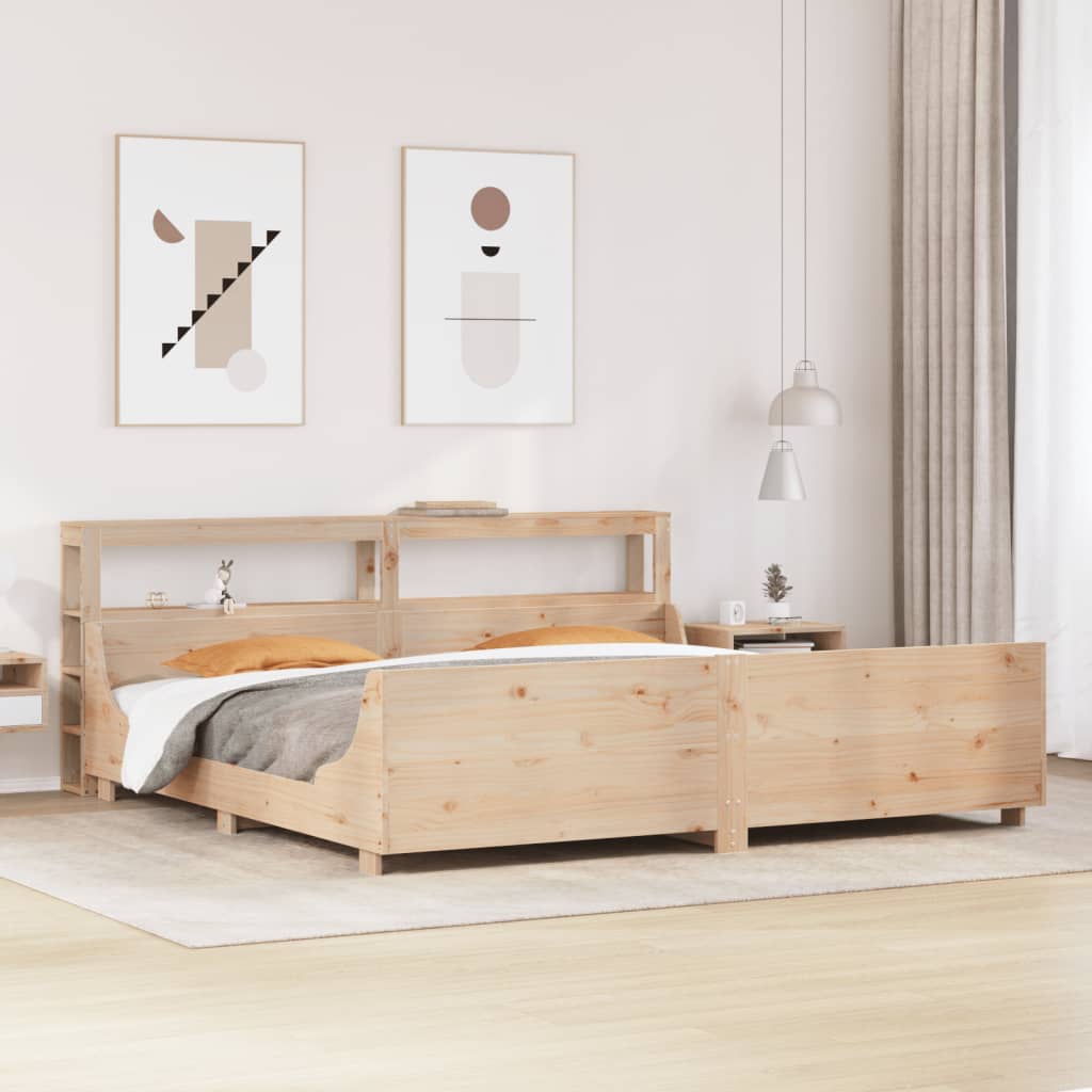 Vetonek Estructura de cama sin colchón madera maciza de pino 180x200 cm