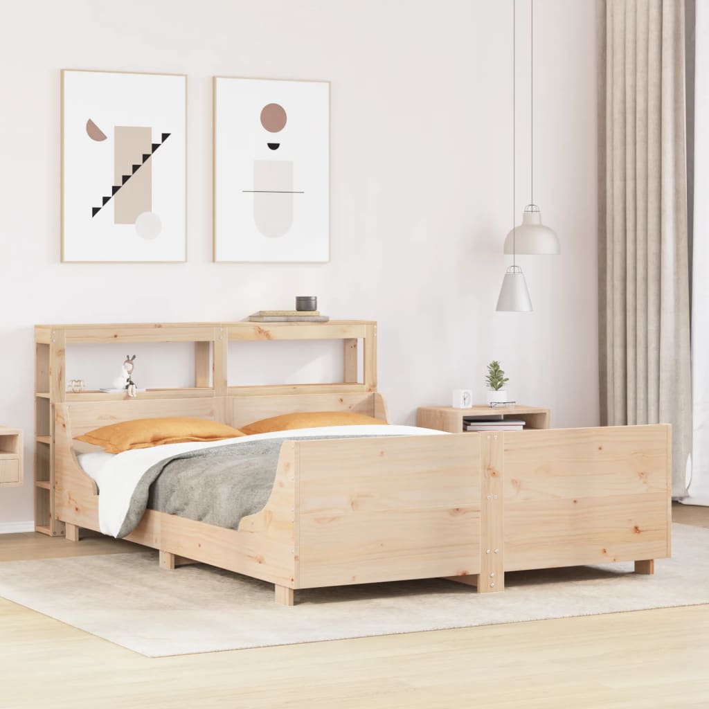 Vetonek Estructura de cama sin colchón madera de pino blanco 150x200 cm