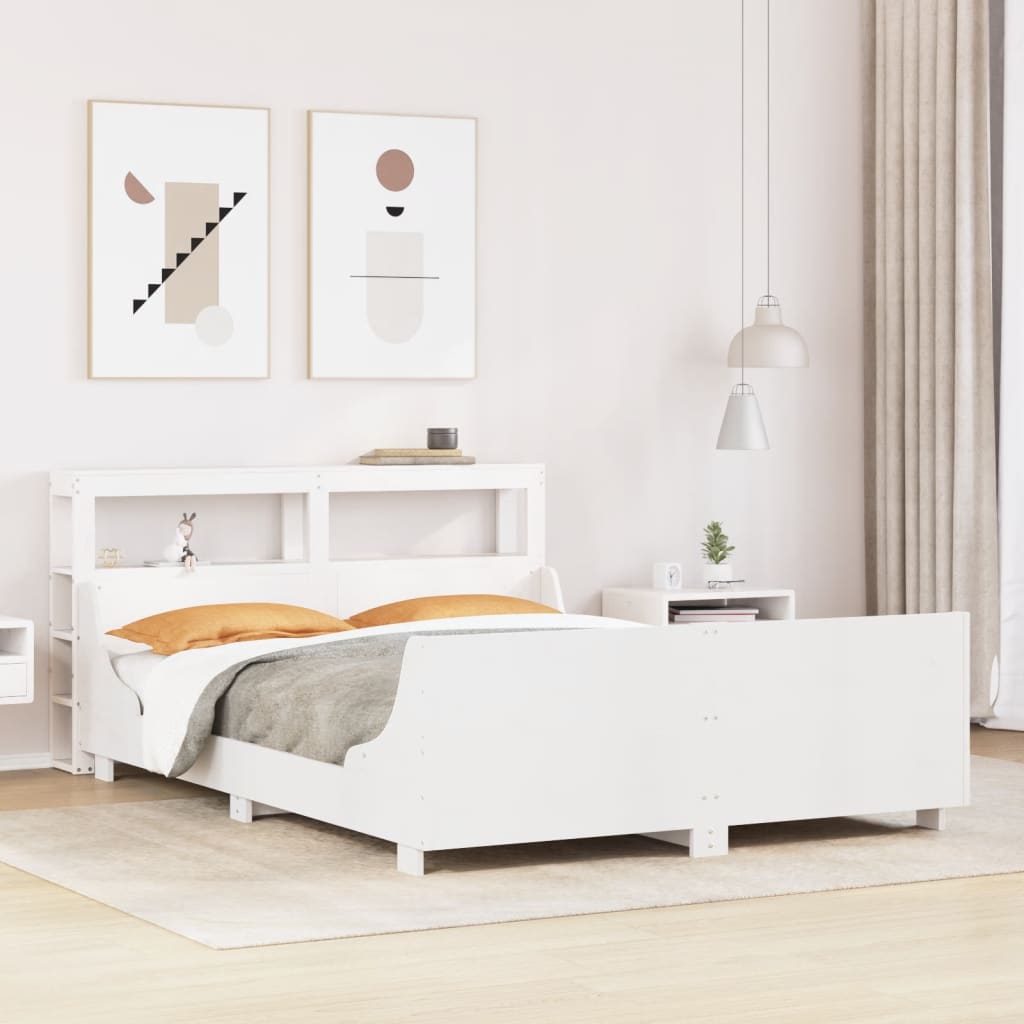 Vetonek Estructura de cama sin colchón madera de pino blanca 150x200 cm