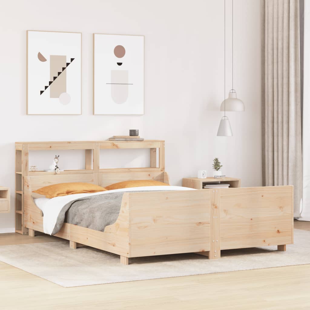 Vetonek Estructura de cama sin colchón madera de pino blanca 140x200 cm