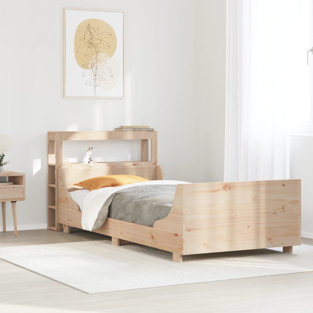 Vetonek Estructura de cama sin colchón madera maciza de pino 90x200 cm