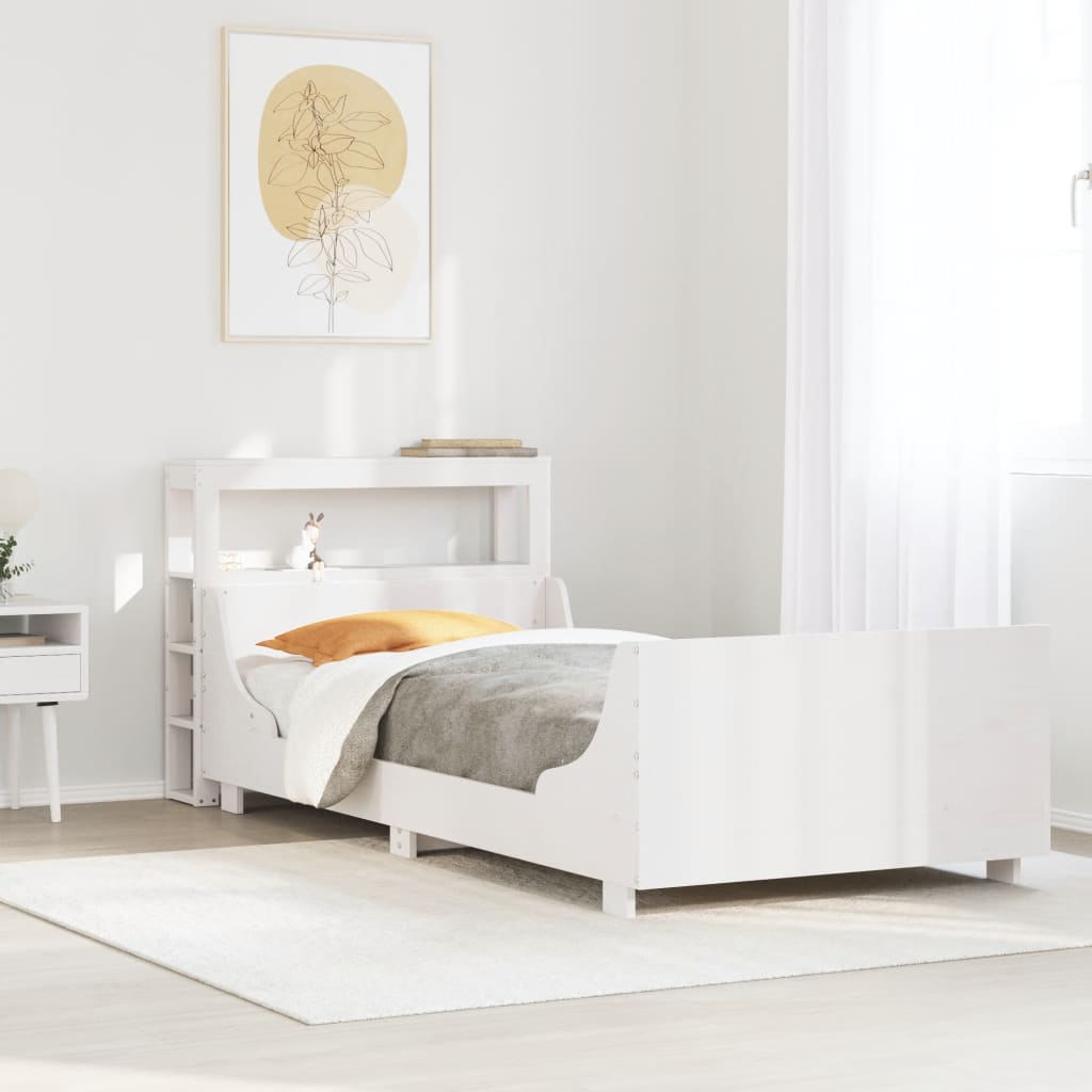 Vetonek Estructura de cama sin colchón madera de pino blanca 90x200 cm