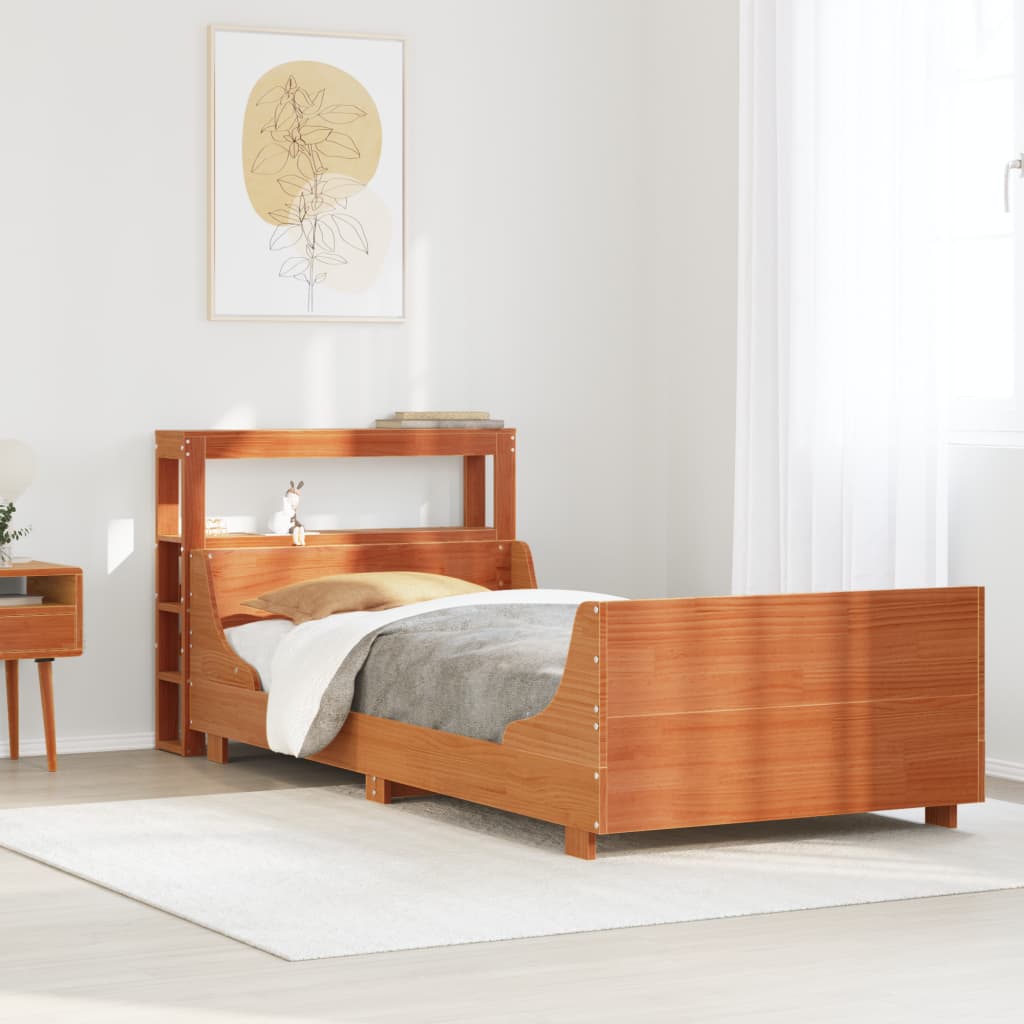 Vetonek Estructura de cama sin colchón madera de pino marrón 90x200 cm