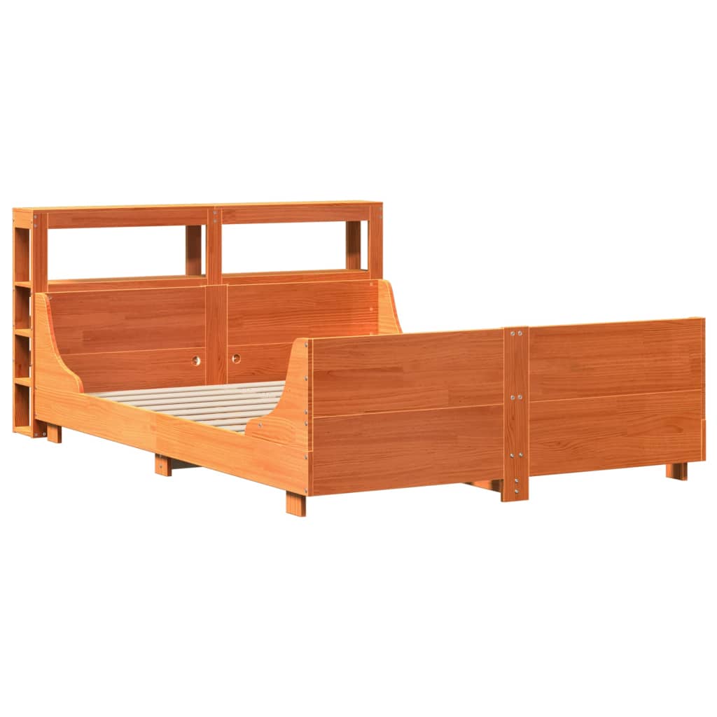 Estructura de cama sin colchón madera maciza marrón 135x190 cm v7329 - Vetonek