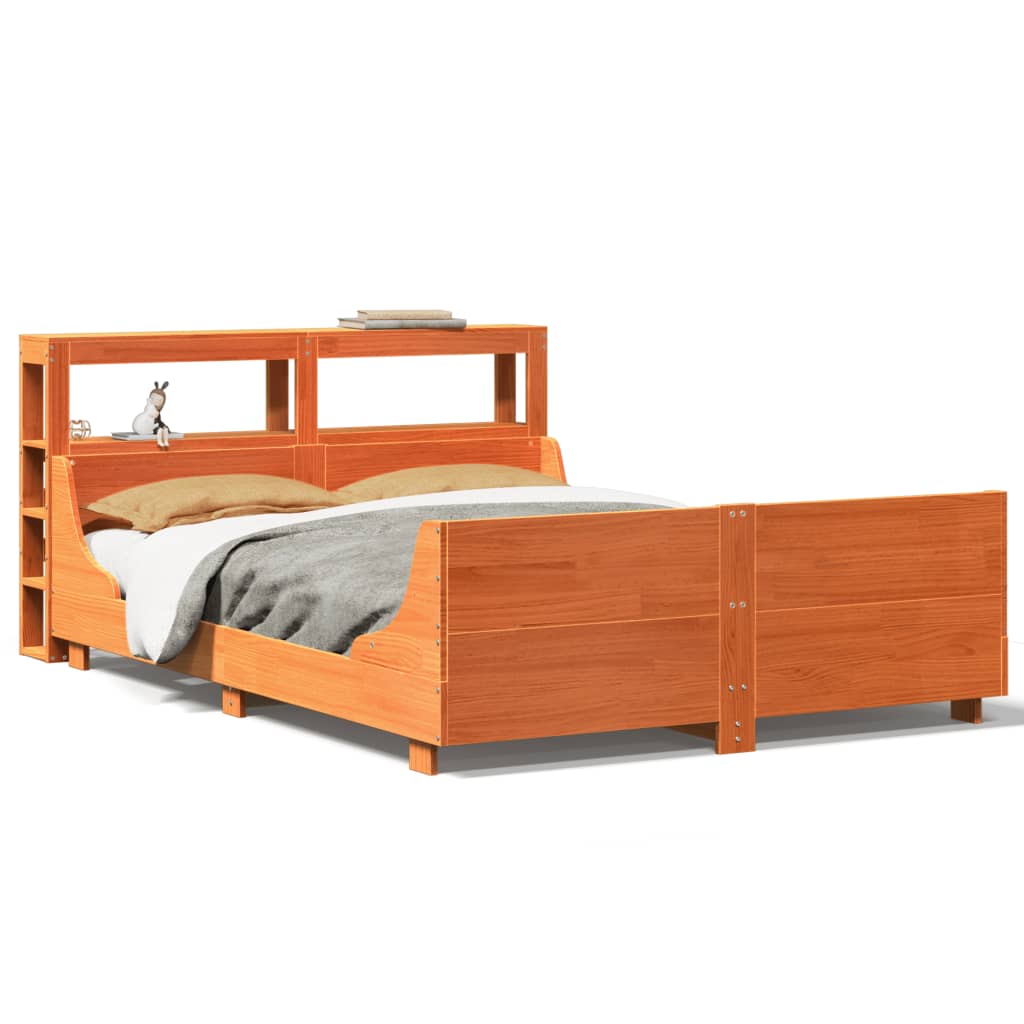 Vetonek Estructura de cama sin colchón madera maciza marrón 120x190 cm
