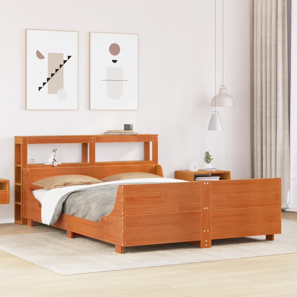 Estructura de cama sin colchón madera maciza marrón 120x190 cm v7350 Vetonek