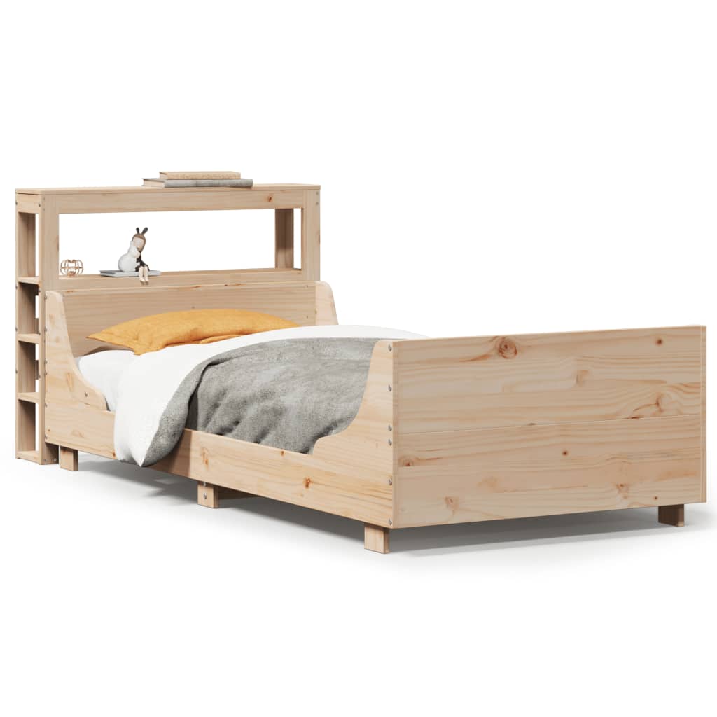 Vetonek Estructura de cama sin colchón madera maciza pino 75x190 cm