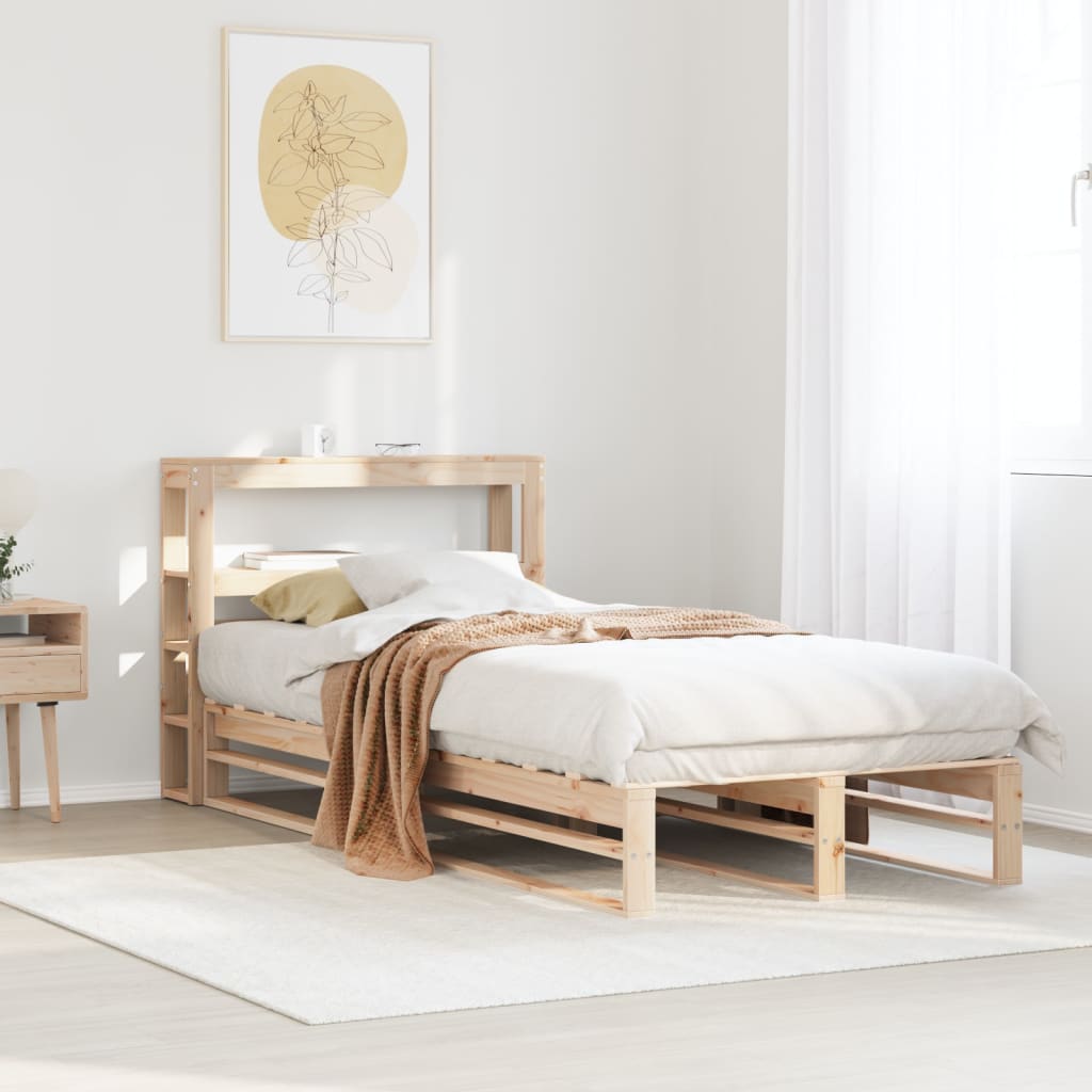 Vetonek Estructura de cama sin colchón madera maciza de pino 90x200 cm