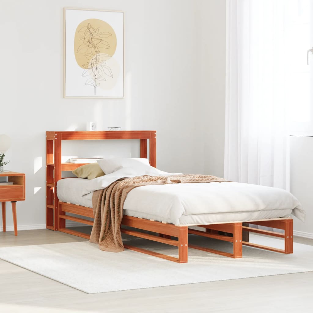 Vetonek Estructura de cama sin colchón madera de pino marrón 90x200 cm