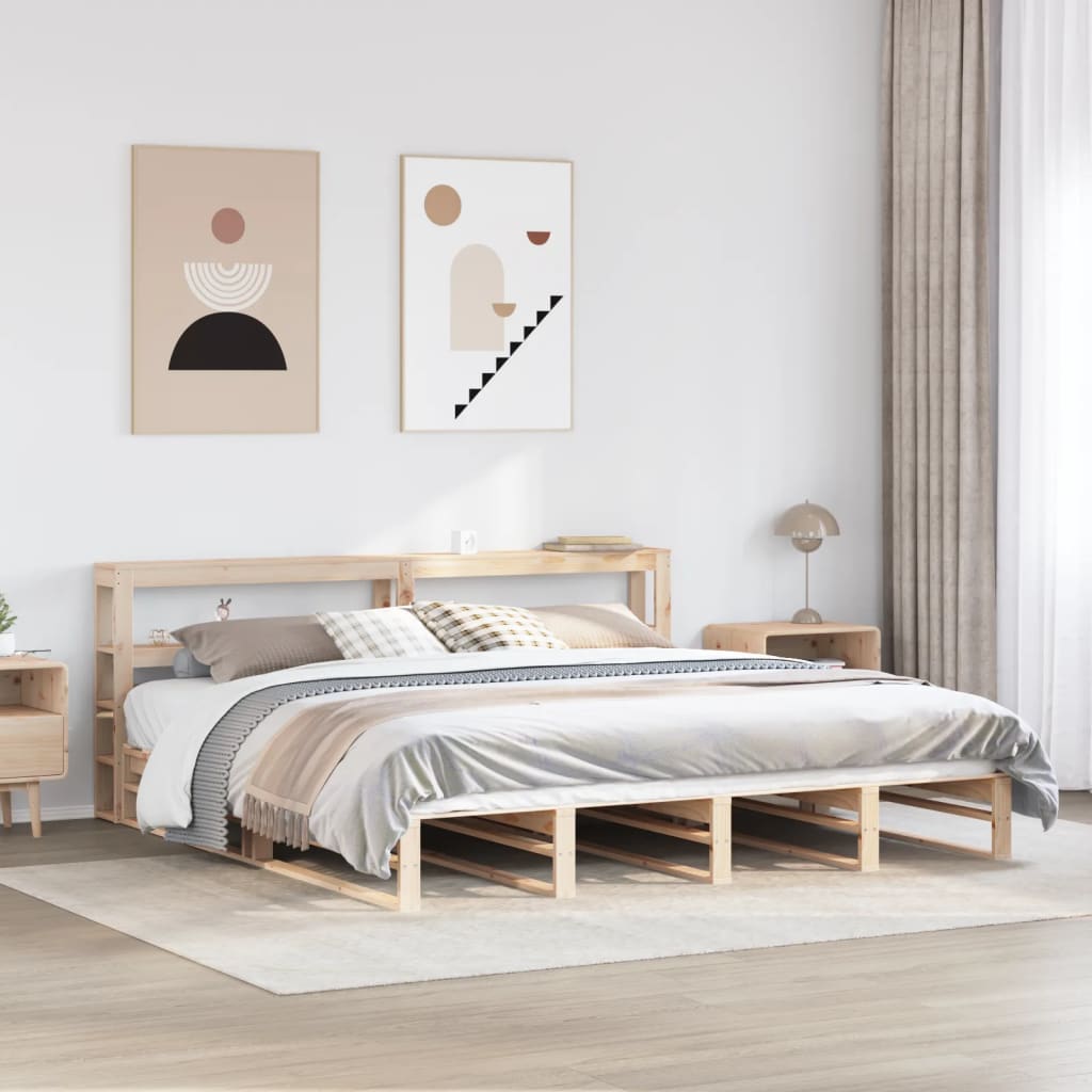 Vetonek Estructura de cama sin colchón madera maciza de pino 180x200 cm