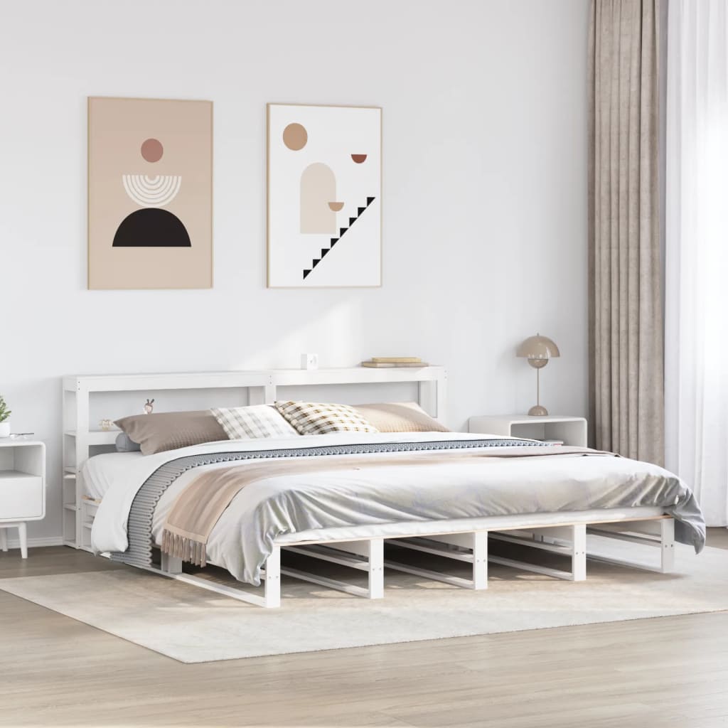 Vetonek Estructura de cama sin colchón madera maciza blanca 200x200 cm