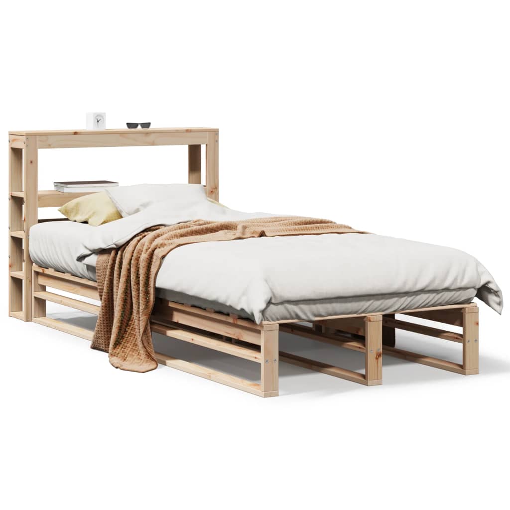 Vetonek Estructura de cama sin colchón madera maciza pino 75x190 cm