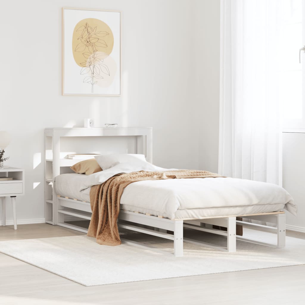 Vetonek Estructura de cama sin colchón madera maciza blanca 75x190 cm