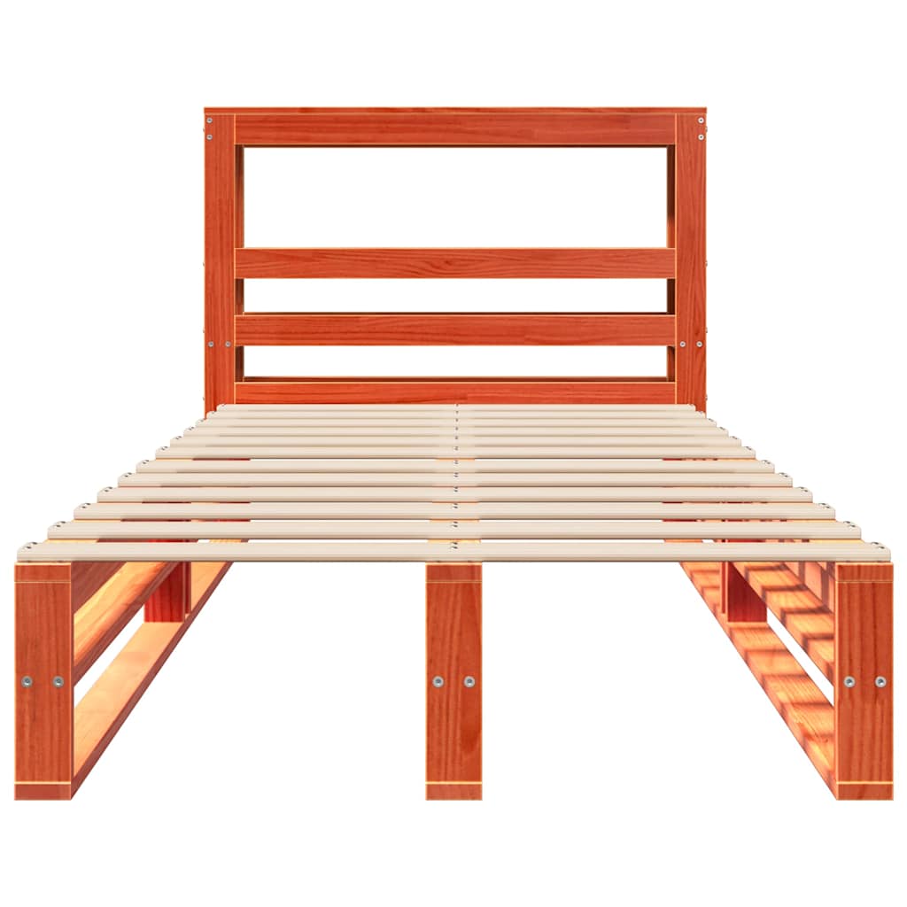 Estructura de cama sin colchón madera maciza marrón 75x190 cm v7688 - Vetonek