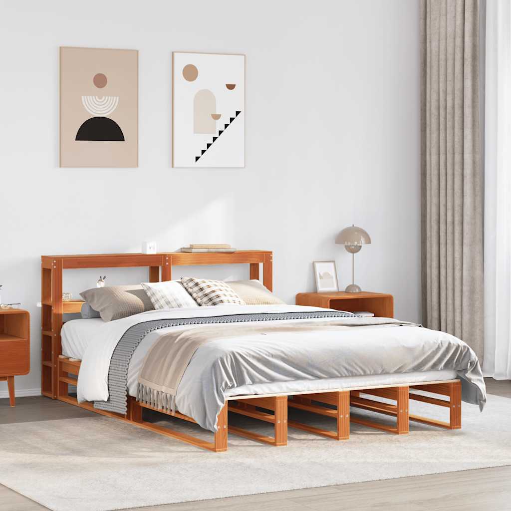 Estructura de cama sin colchón madera maciza marrón 120x190 cm v7749 Vetonek