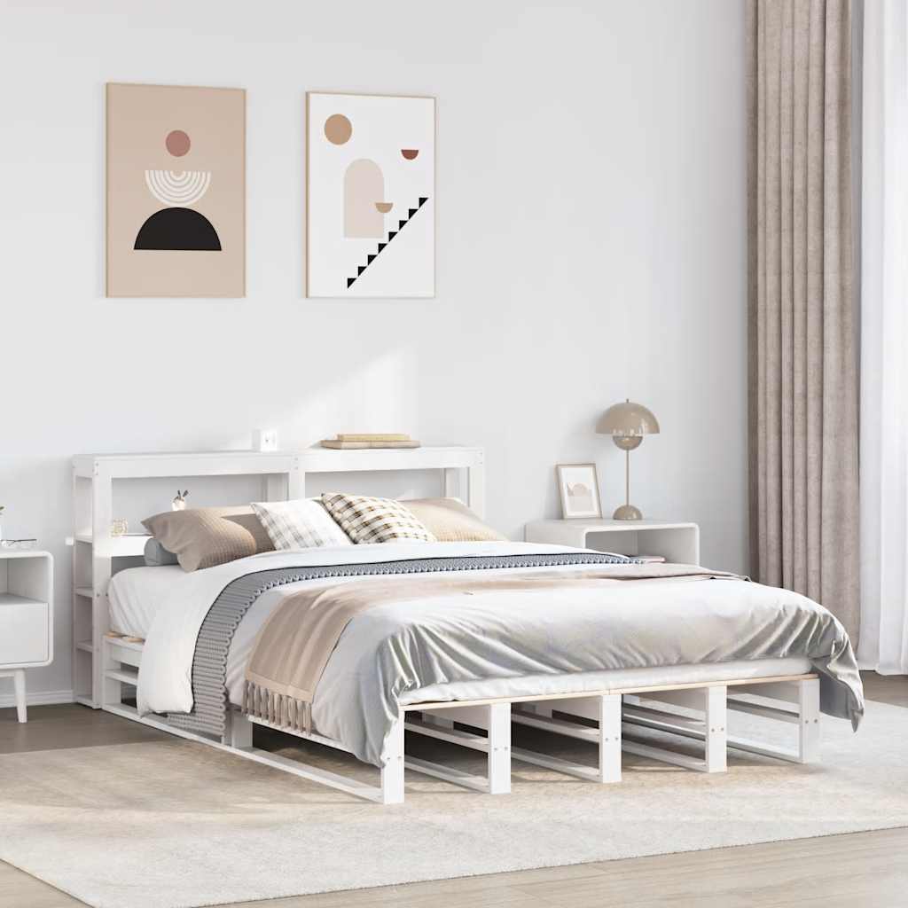 Vetonek Estructura de cama sin colchón madera de pino blanca 140x190 cm