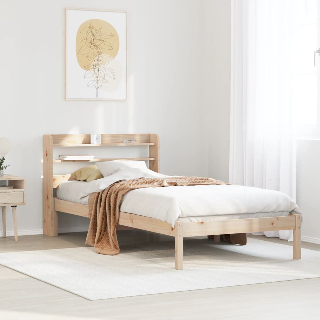 Vetonek Estructura de cama sin colchón madera maciza pino 75x190 cm