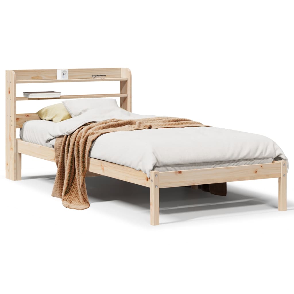 Vetonek Estructura de cama sin colchón madera maciza pino 75x190 cm