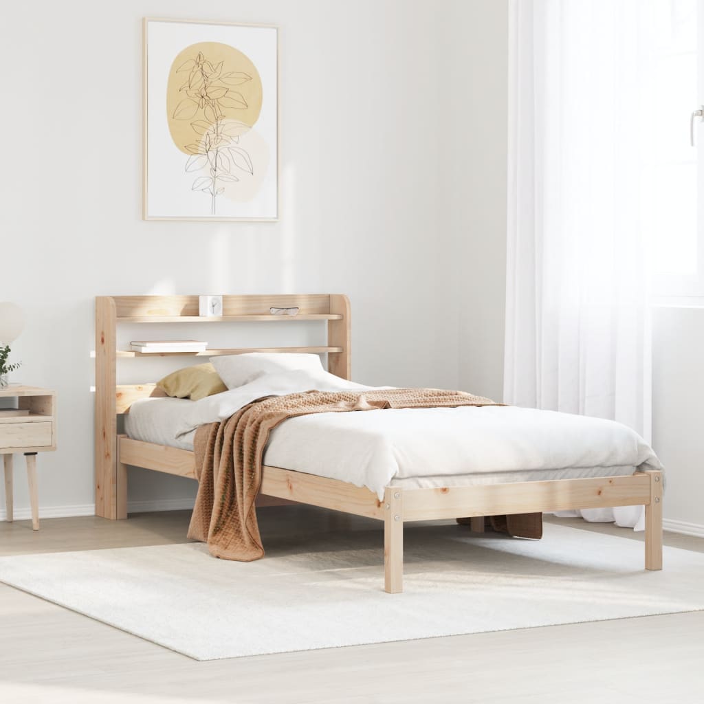 Vetonek Estructura de cama sin colchón madera maciza de pino 90x190 cm