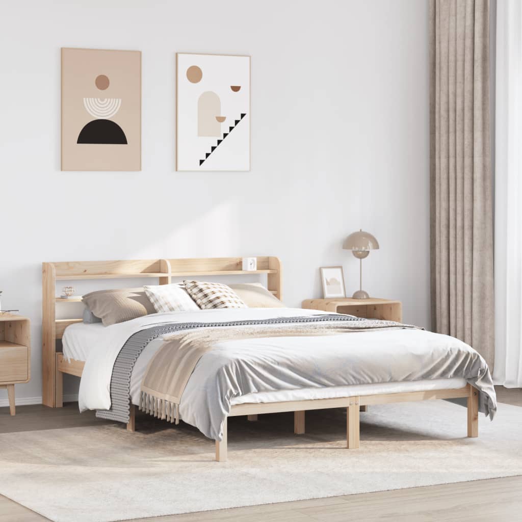 Vetonek Estructura de cama sin colchón madera maciza de pino 120x190 cm