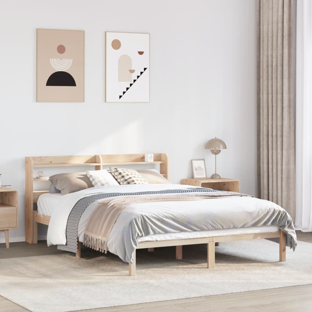 Vetonek Estructura de cama sin colchón madera maciza de pino 140x190 cm