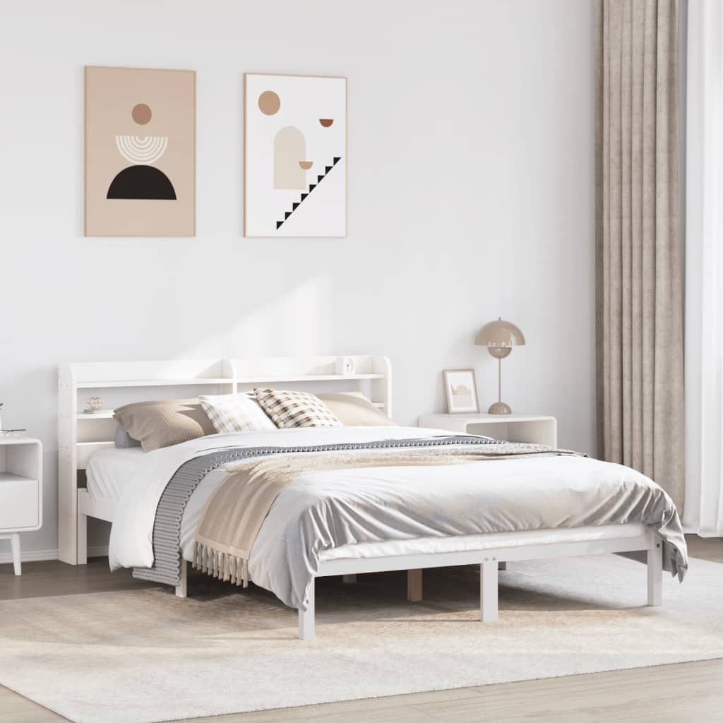 Vetonek Estructura de cama sin colchón madera de pino blanca 140x190 cm