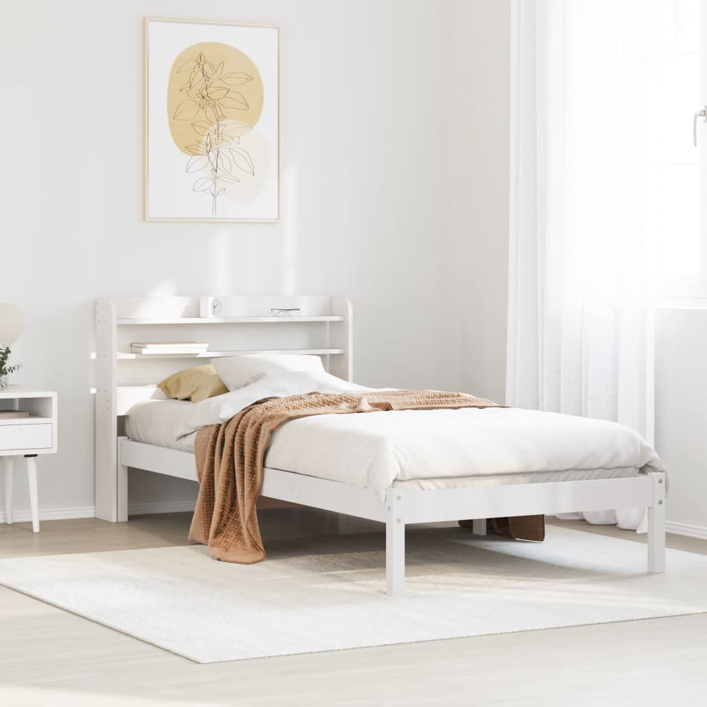 Vetonek Estructura cama sin colchón madera maciza pino blanca 100x200cm