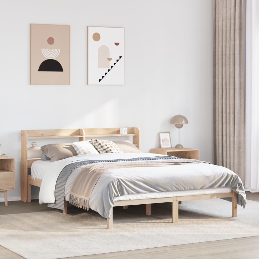 Vetonek Estructura de cama sin colchón madera de pino blanco 150x200 cm