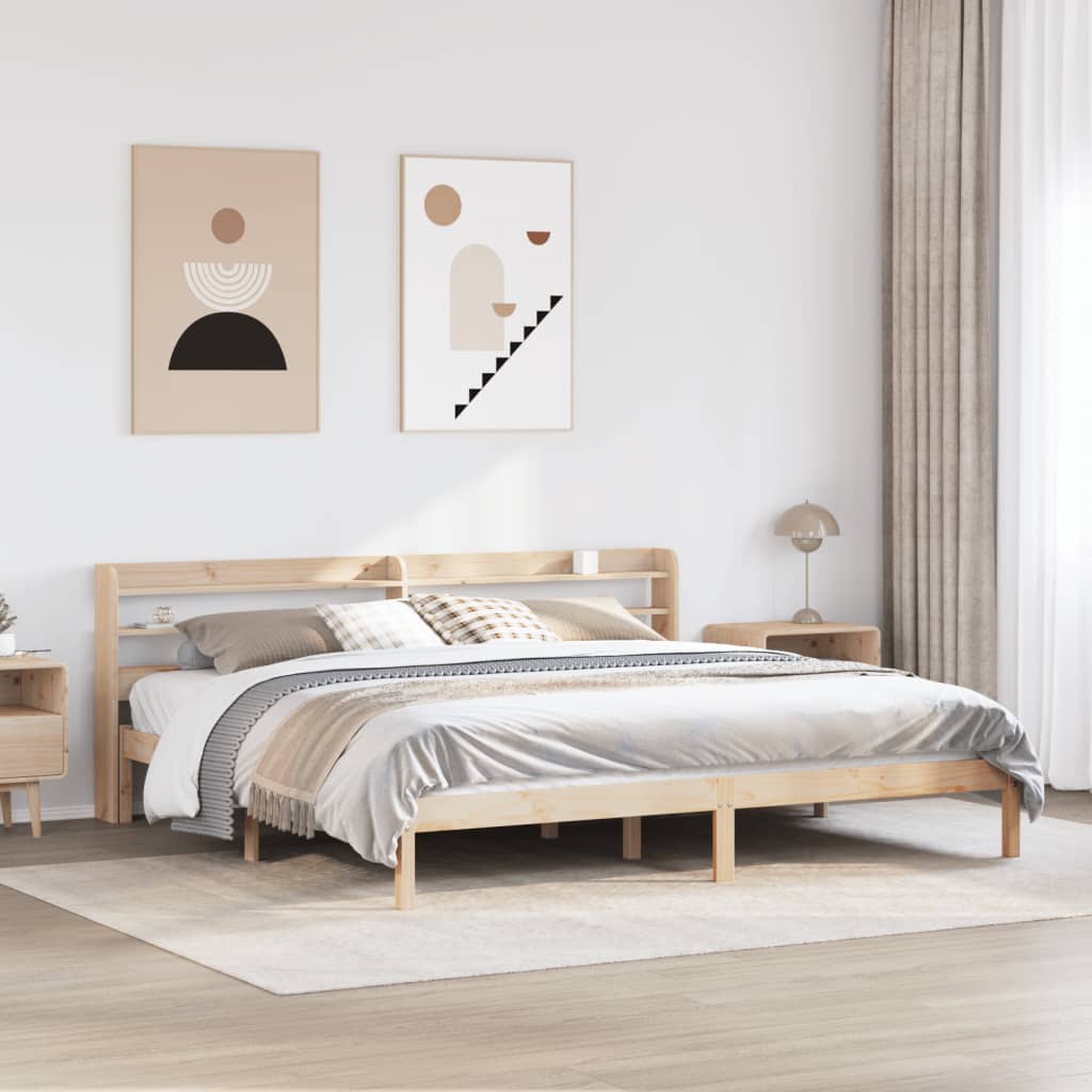 Vetonek Estructura de cama sin colchón madera maciza de pino 180x200 cm