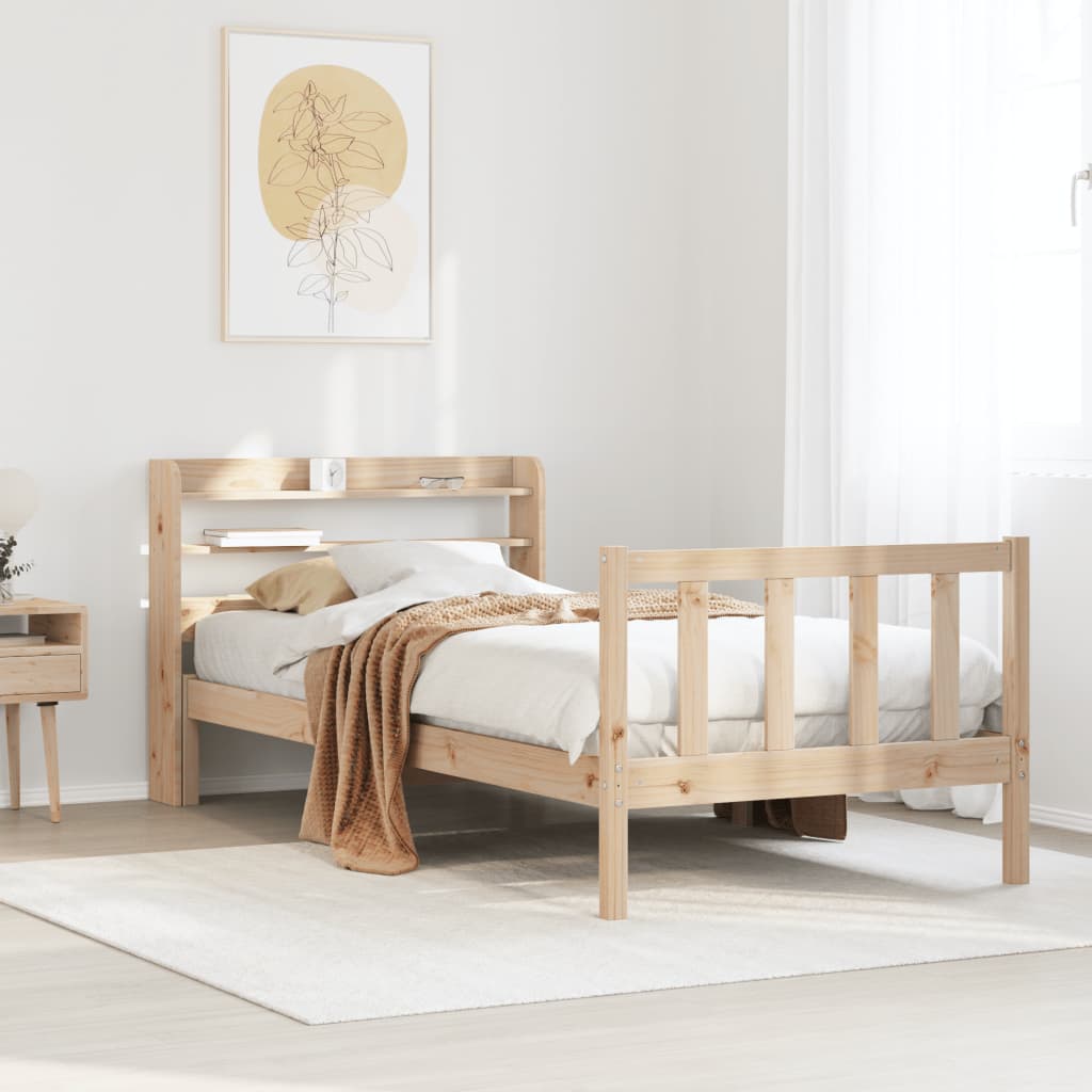 Vetonek Estructura de cama sin colchón madera maciza de pino 90x190 cm