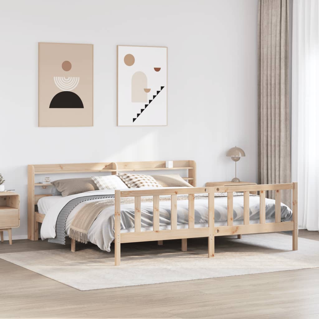 Vetonek Estructura de cama sin colchón madera maciza de pino 180x200 cm