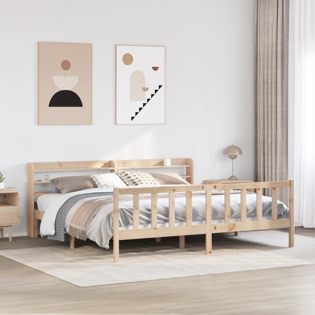 Vetonek Estructura de cama sin colchón madera maciza de pino 200x200 cm