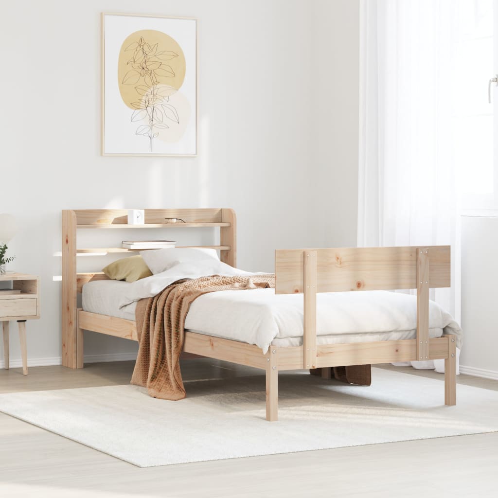 Vetonek Estructura de cama sin colchón madera maciza de pino 90x190 cm