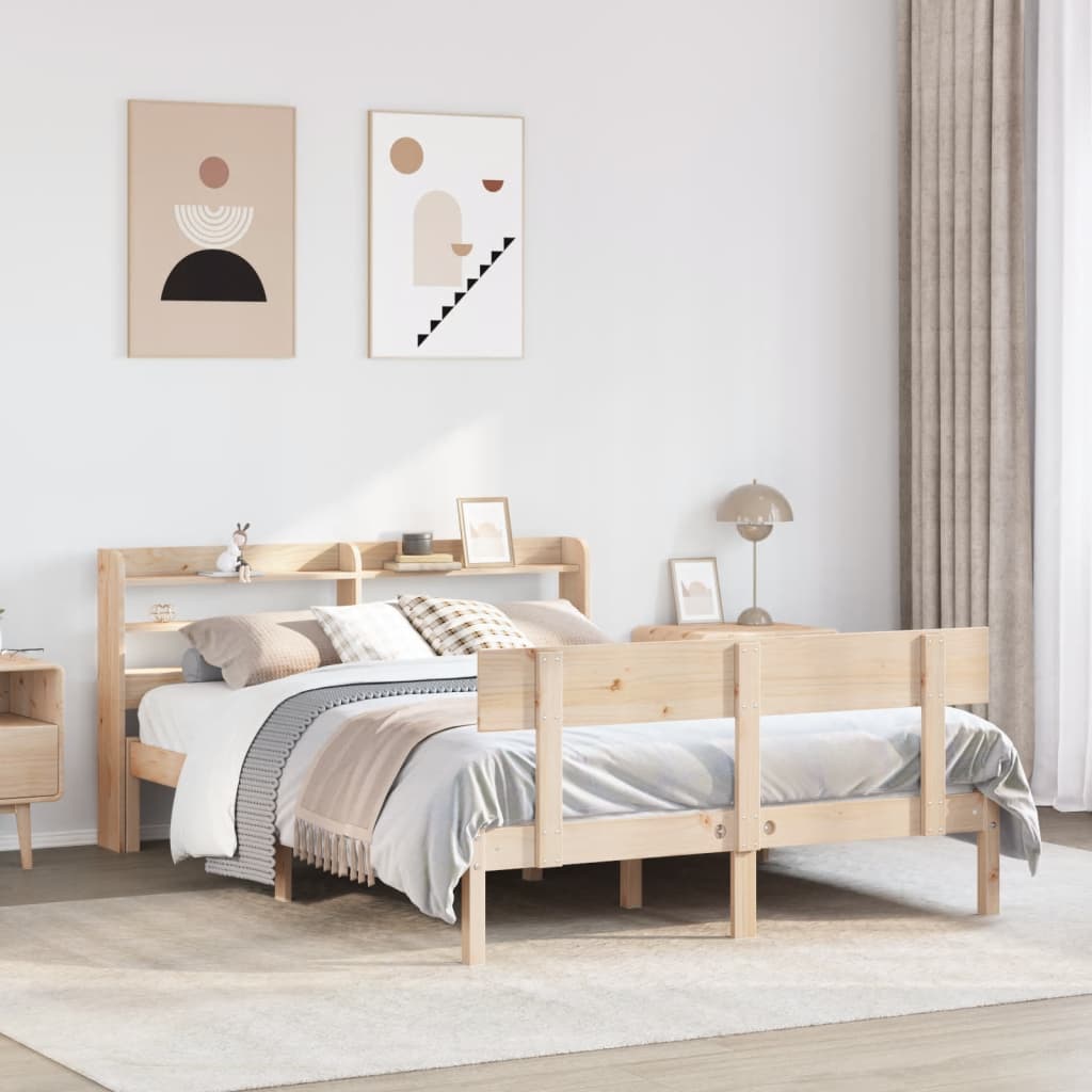 Vetonek Estructura de cama sin colchón madera maciza de pino 120x190 cm