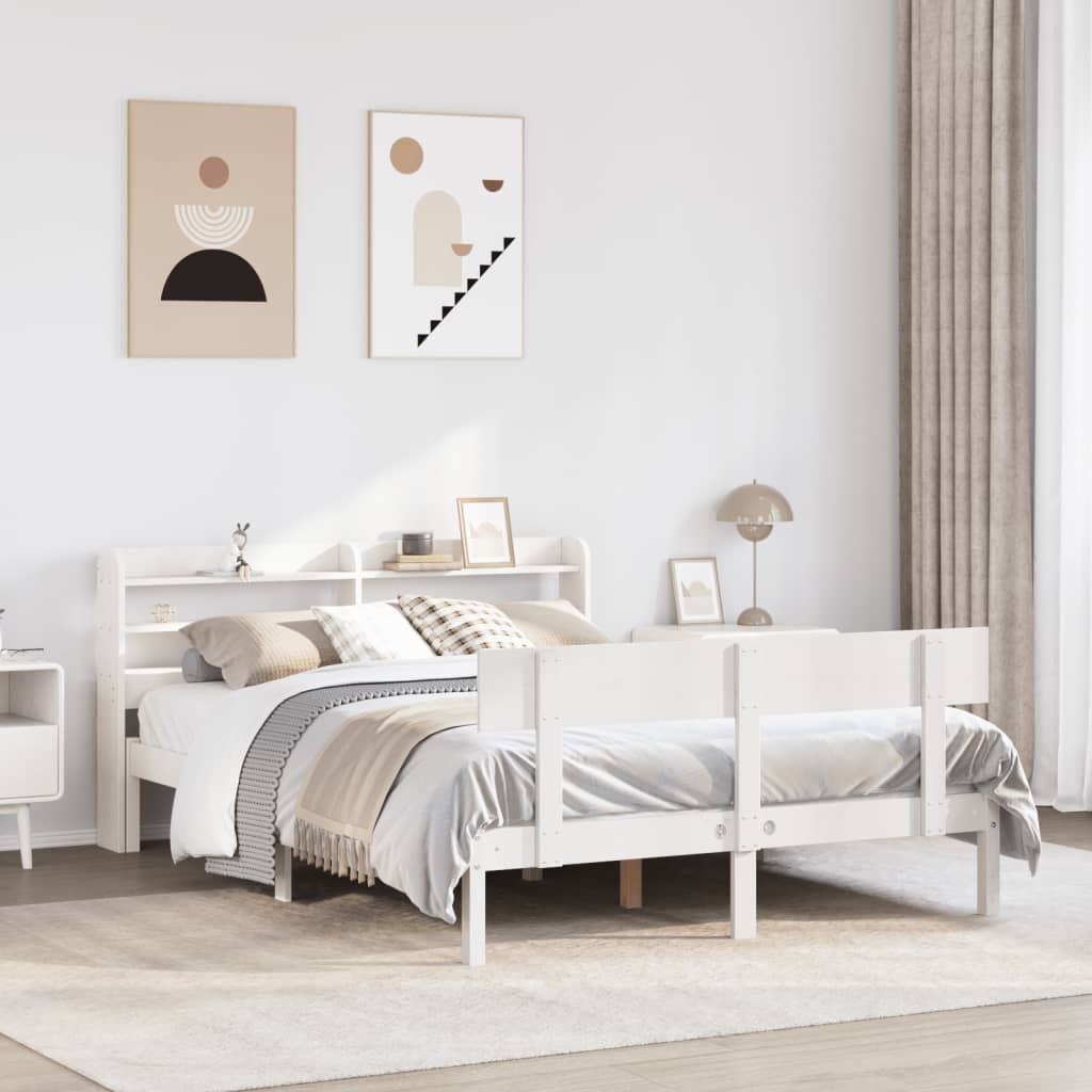 Vetonek Estructura de cama sin colchón madera de pino blanca 140x190 cm